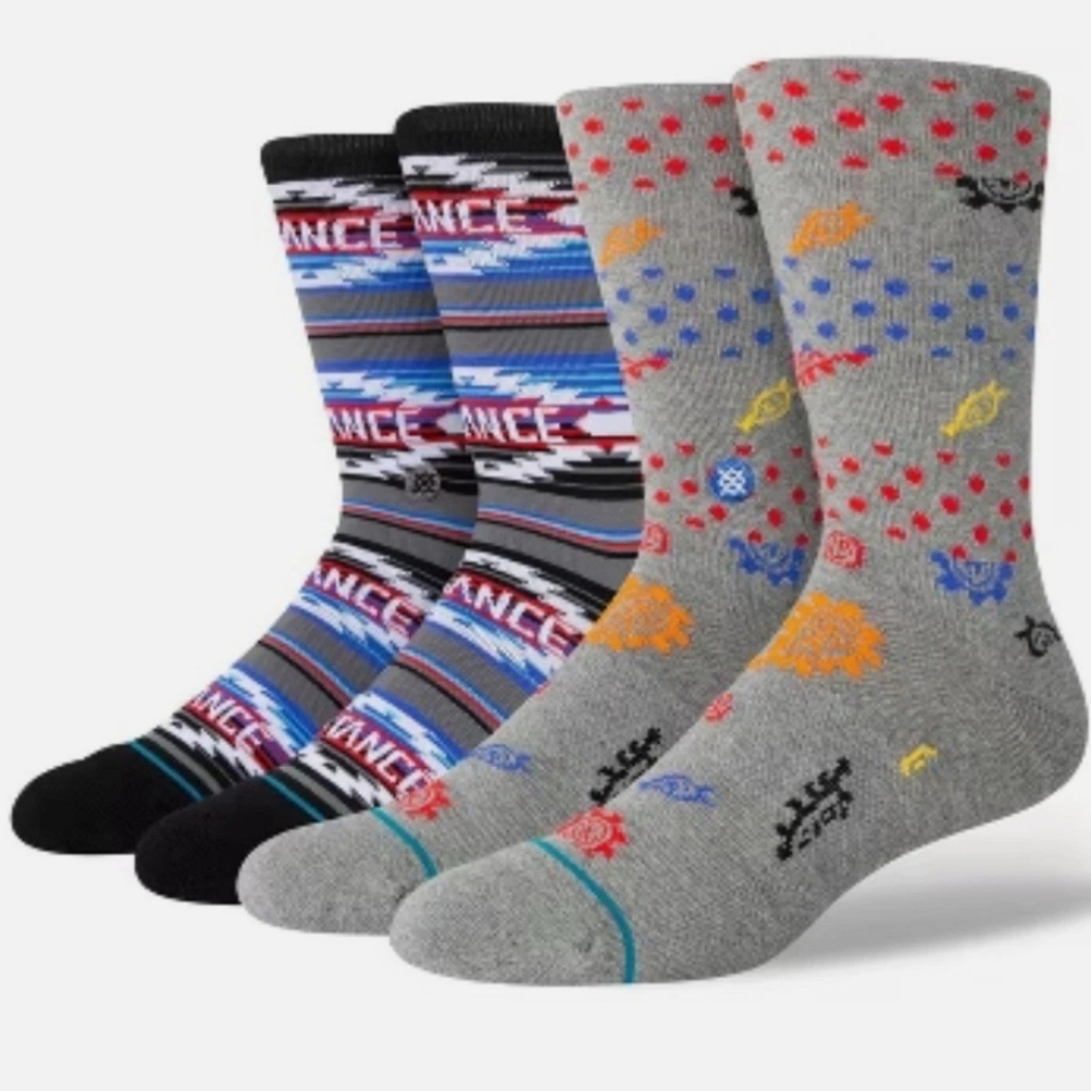 NWT Men's Dwyane Wade Collection 2 Pack Stance Vibrant Patterned Crew Socks